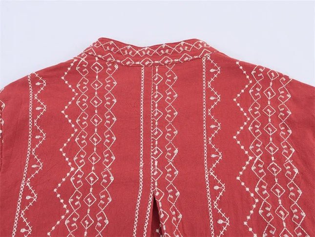 Style Ethnic Style Embroidered Shirt.