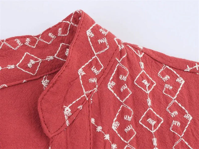 Style Ethnic Style Embroidered Shirt.