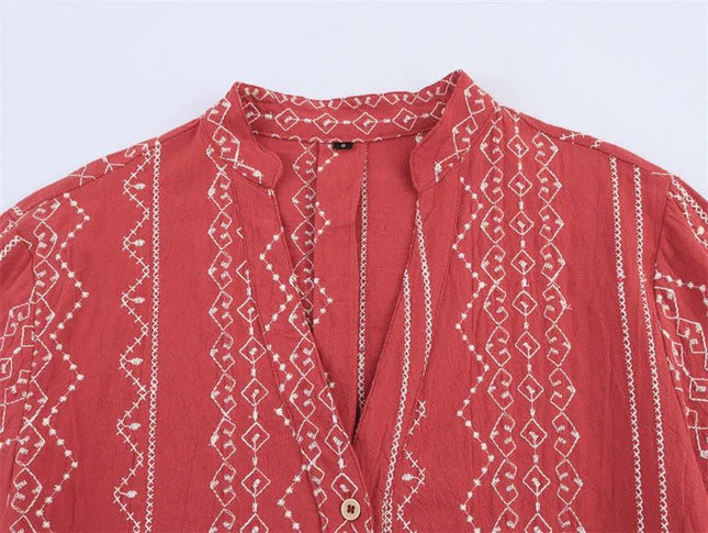 Style Ethnic Style Embroidered Shirt.