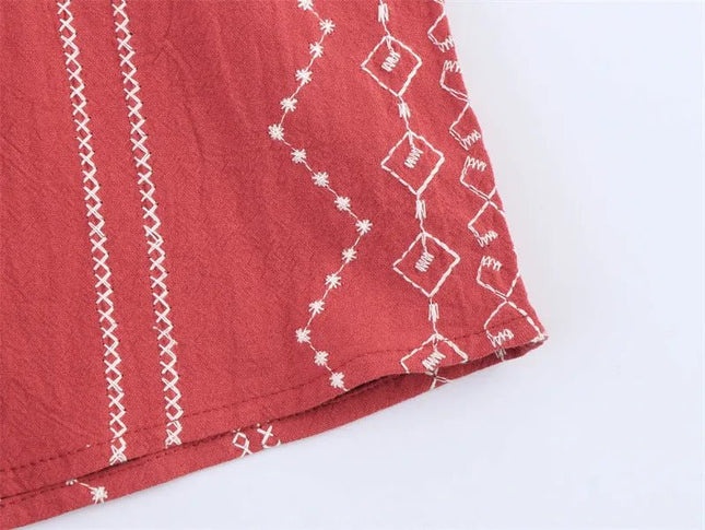 Style Ethnic Style Embroidered Shirt.