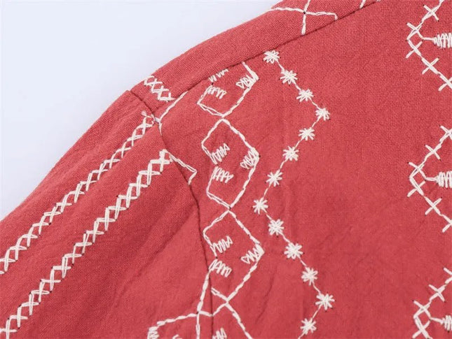 Style Ethnic Style Embroidered Shirt.