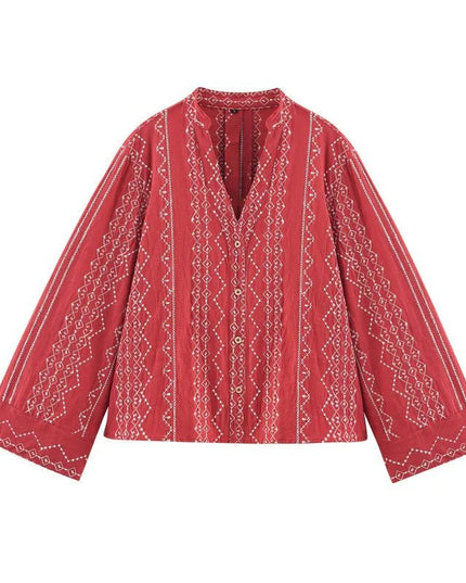 Style Ethnic Style Embroidered Shirt.