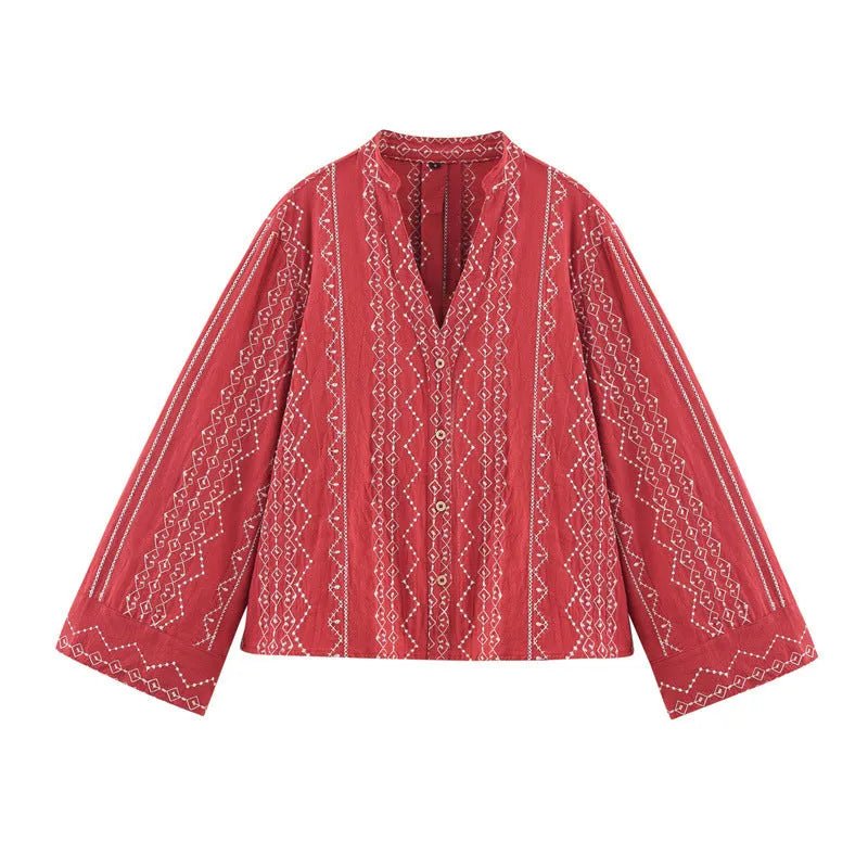 Style Ethnic Style Embroidered Shirt.