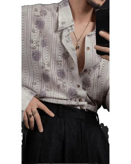 Stylish Hollow Floral Shirt.