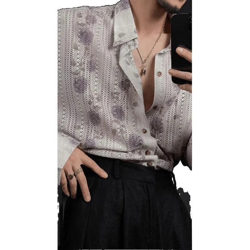 Stylish Hollow Floral Shirt.