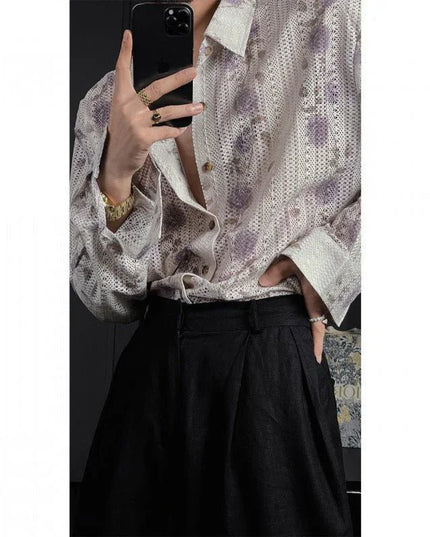 Stylish Hollow Floral Shirt.