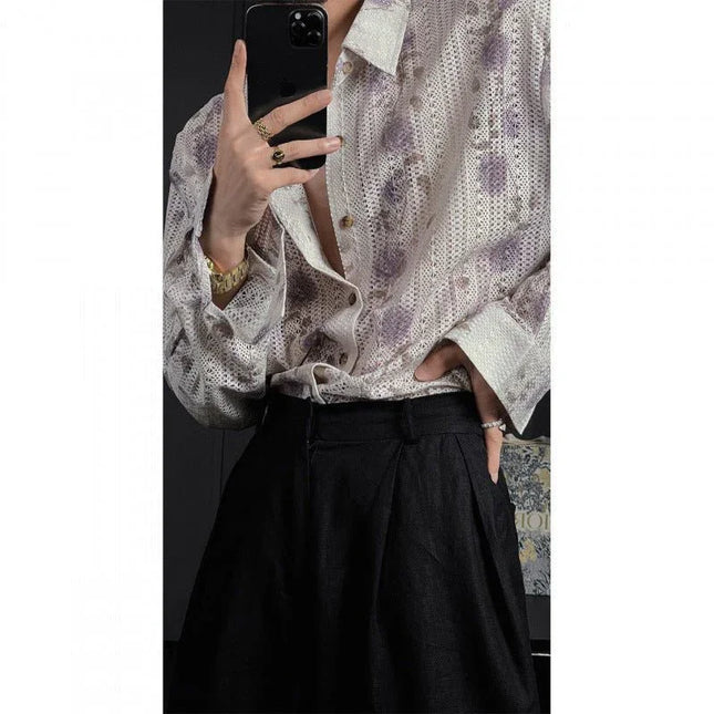 Stylish Hollow Floral Shirt.