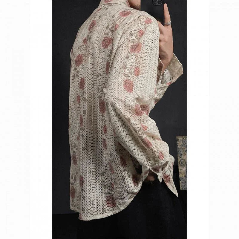 Stylish Hollow Floral Shirt.