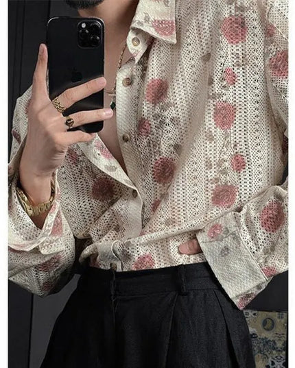 Stylish Hollow Floral Shirt.