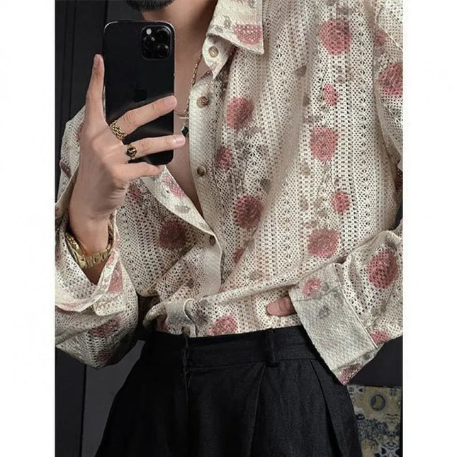 Stylish Hollow Floral Shirt.