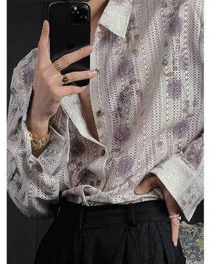 Stylish Hollow Floral Shirt.