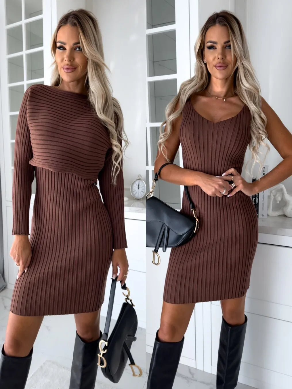 Stylish Knit Co-Ord Set – Long Sleeve Top & Slim.
