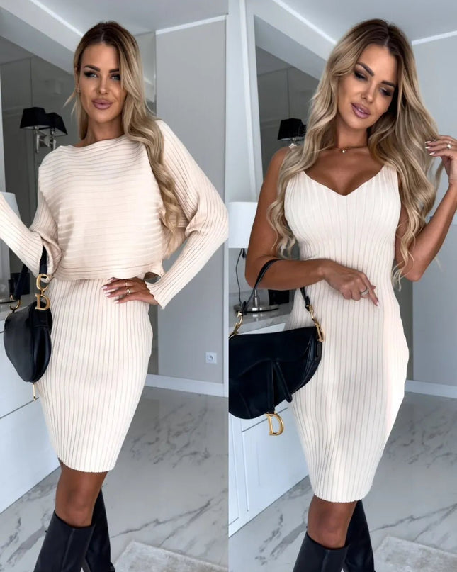 Stylish Knit Co-Ord Set – Long Sleeve Top & Slim.