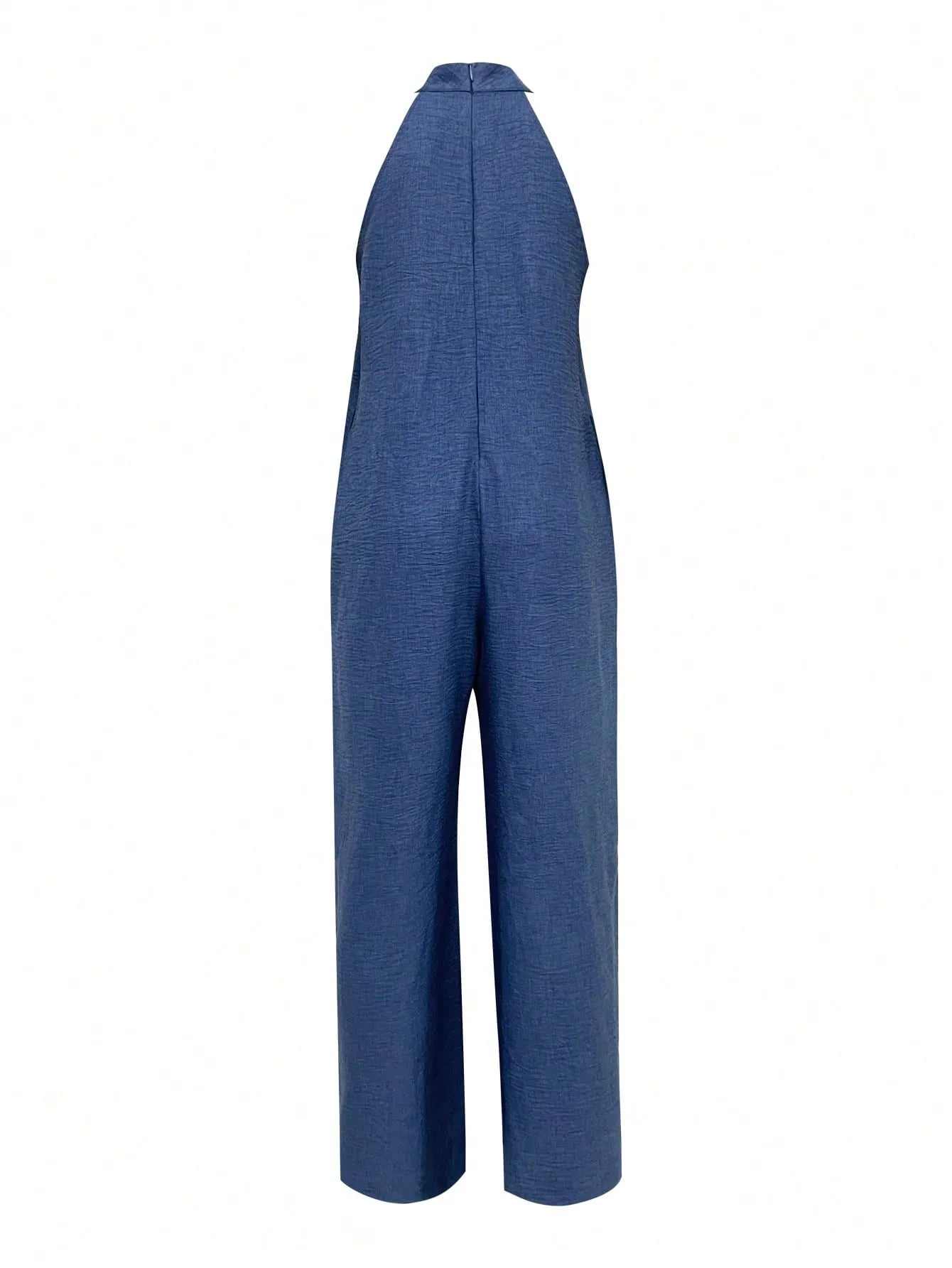 Stylish Sleeveless Halter Ruffled Jumpsuit.