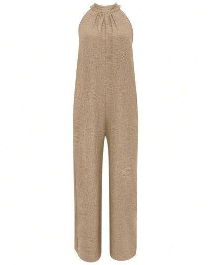 Stylish Sleeveless Halter Ruffled Jumpsuit.