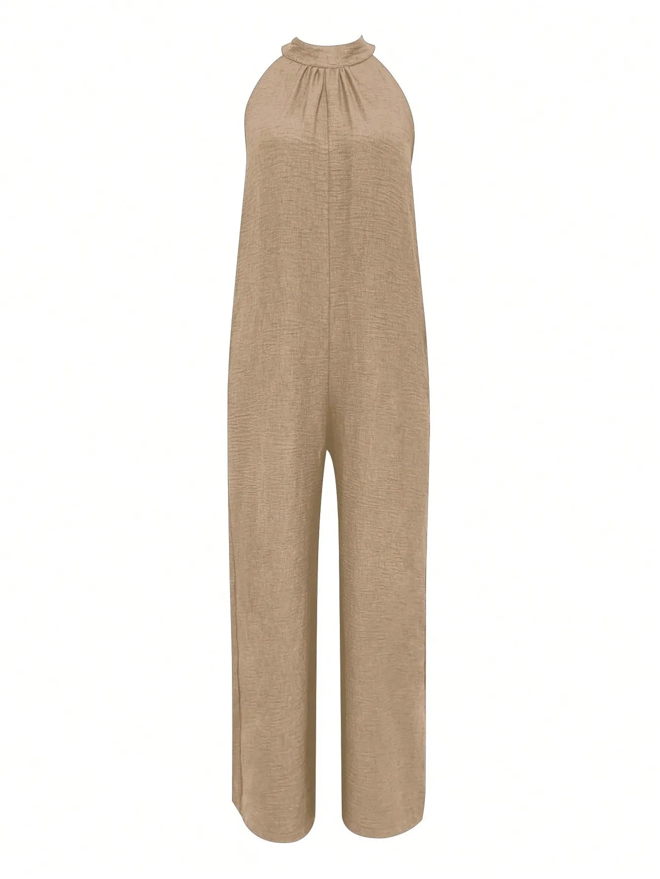Stylish Sleeveless Halter Ruffled Jumpsuit.