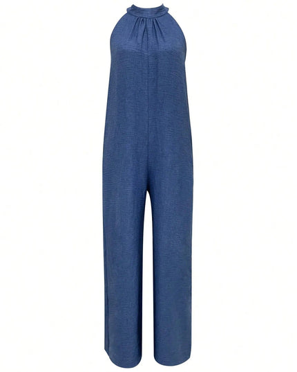 Stylish Sleeveless Halter Ruffled Jumpsuit.