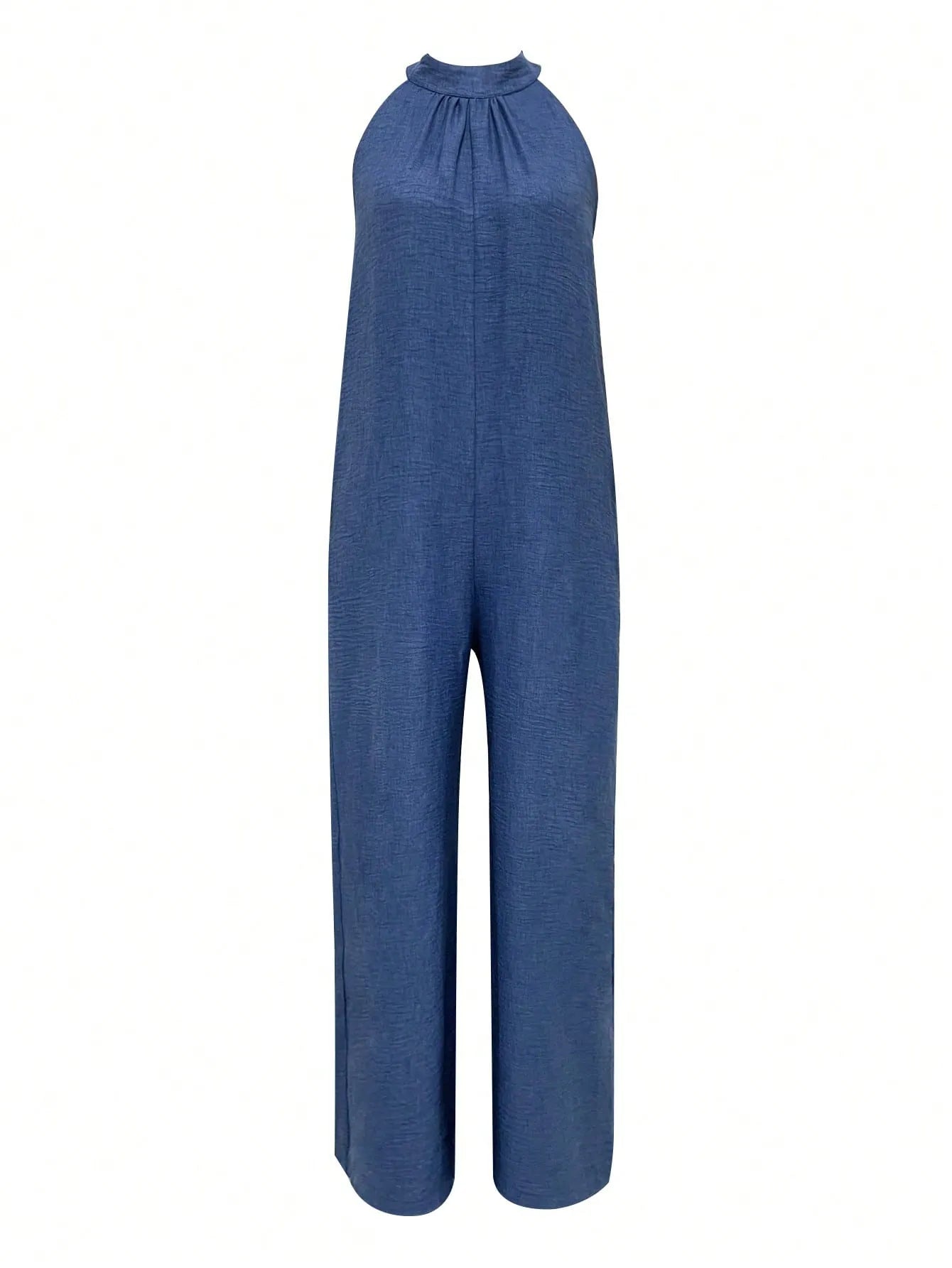 Stylish Sleeveless Halter Ruffled Jumpsuit.