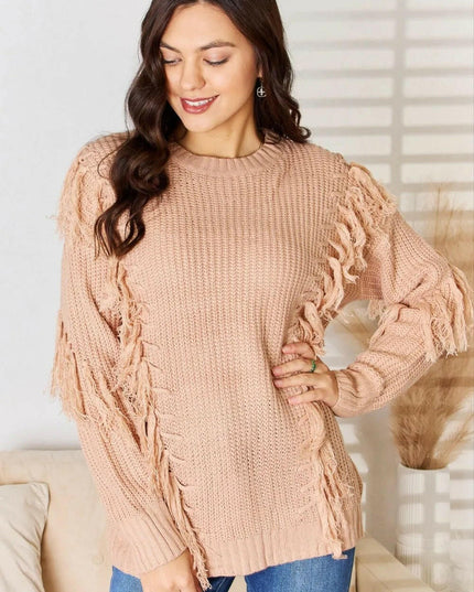 Tassel Detail Long Sleeve Sweater.