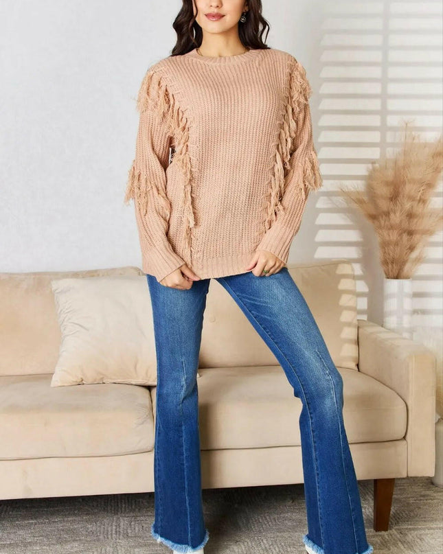 Tassel Detail Long Sleeve Sweater.