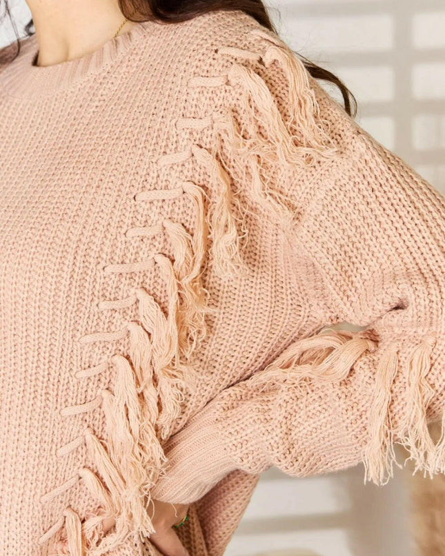Tassel Detail Long Sleeve Sweater.