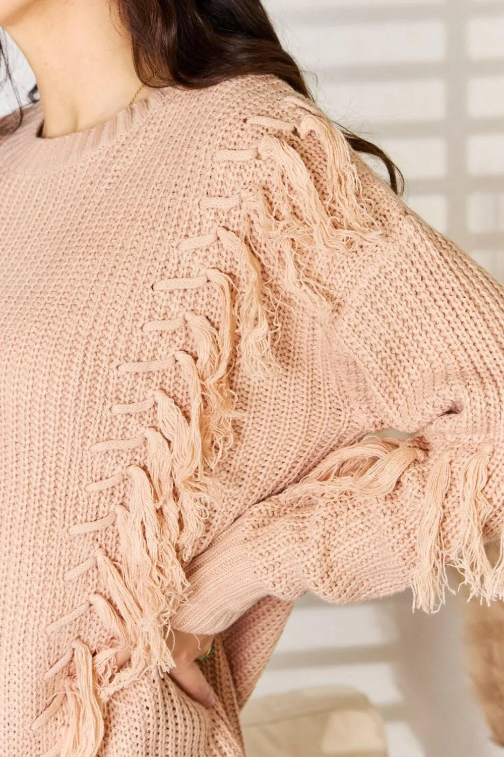 Tassel Detail Long Sleeve Sweater.