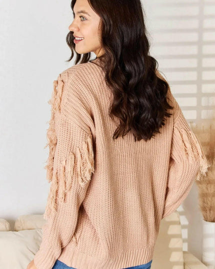 Tassel Detail Long Sleeve Sweater.