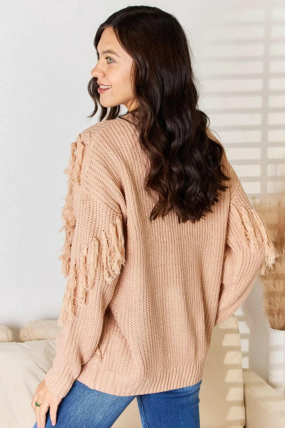 Tassel Detail Long Sleeve Sweater.