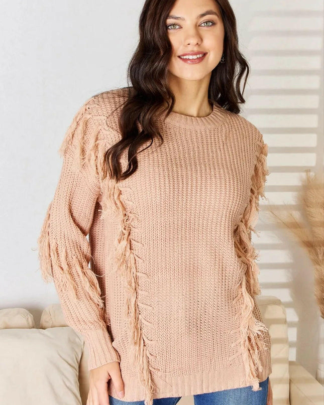 Tassel Detail Long Sleeve Sweater.