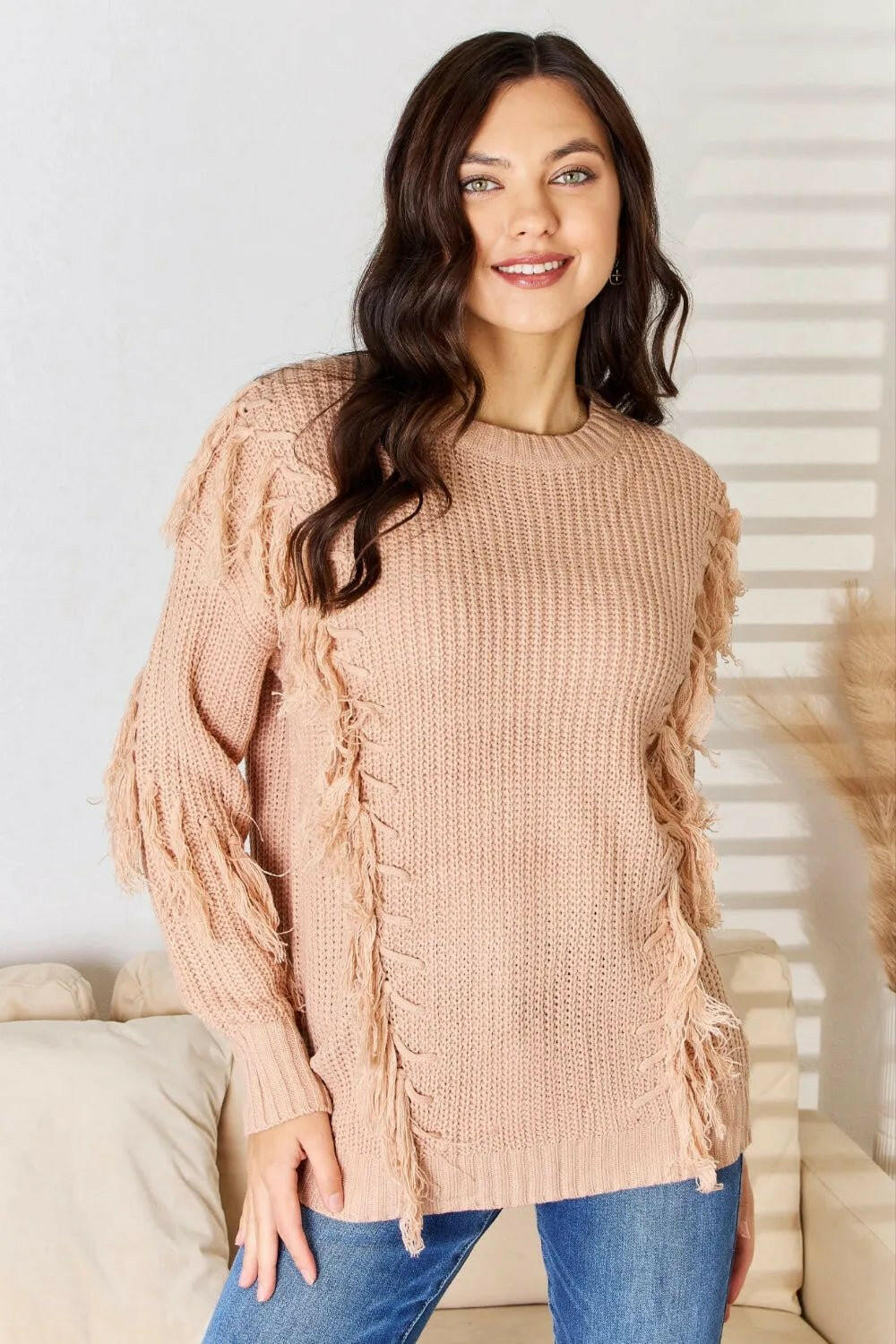 Tassel Detail Long Sleeve Sweater.