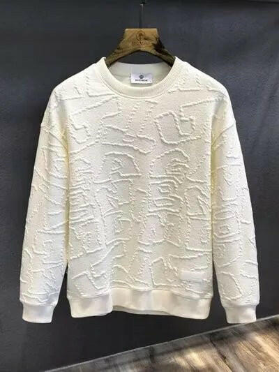 Textured Round Neck Long Sleeve Sweatshirt.