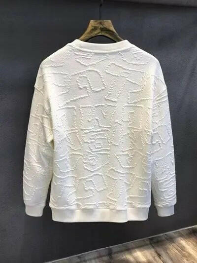 Textured Round Neck Long Sleeve Sweatshirt.