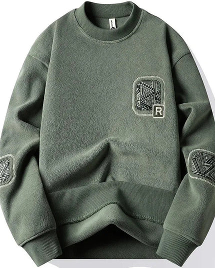 Thick Hoodie Embroidery Pullover Fleece Lined Men.