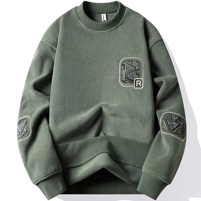 Thick Hoodie Embroidery Pullover Fleece Lined Men.