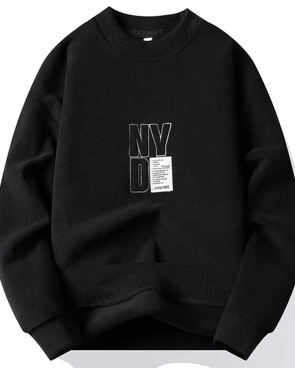 Thick Hoodie Embroidery Pullover Fleece Lined Men.