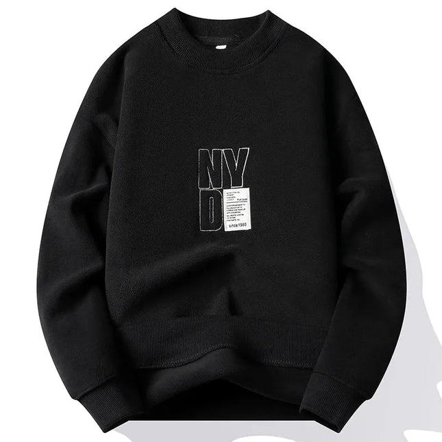 Thick Hoodie Embroidery Pullover Fleece Lined Men.