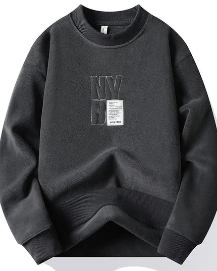 Thick Hoodie Embroidery Pullover Fleece Lined Men.