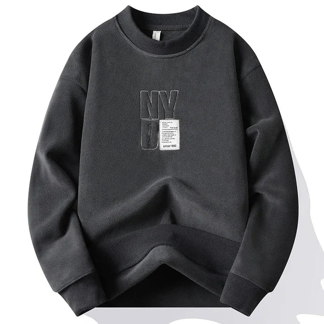 Thick Hoodie Embroidery Pullover Fleece Lined Men.
