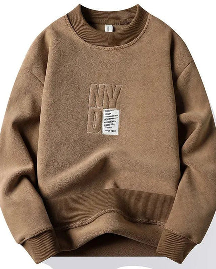 Thick Hoodie Embroidery Pullover Fleece Lined Men.