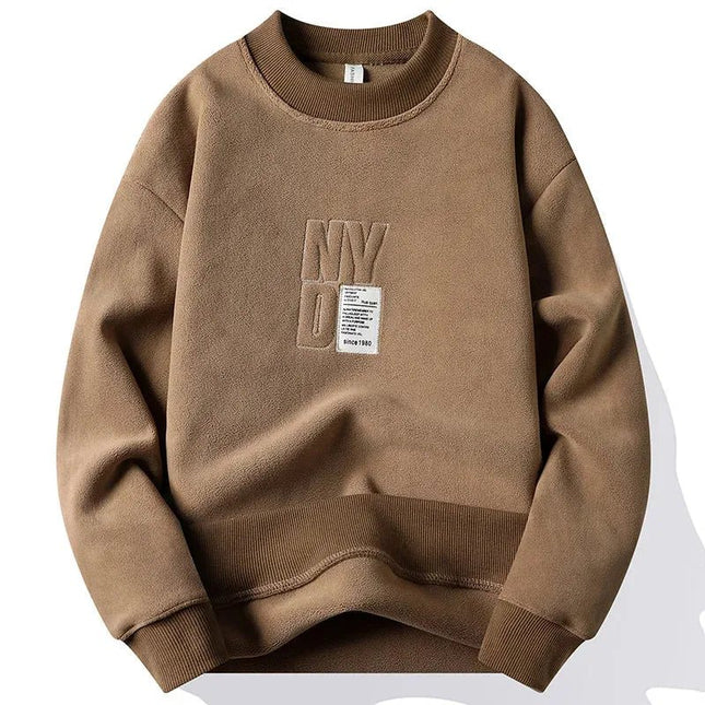 Thick Hoodie Embroidery Pullover Fleece Lined Men.