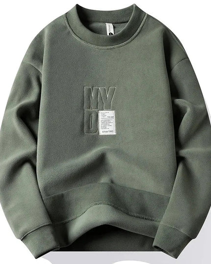 Thick Hoodie Embroidery Pullover Fleece Lined Men.