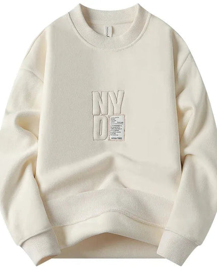 Thick Hoodie Embroidery Pullover Fleece Lined Men.