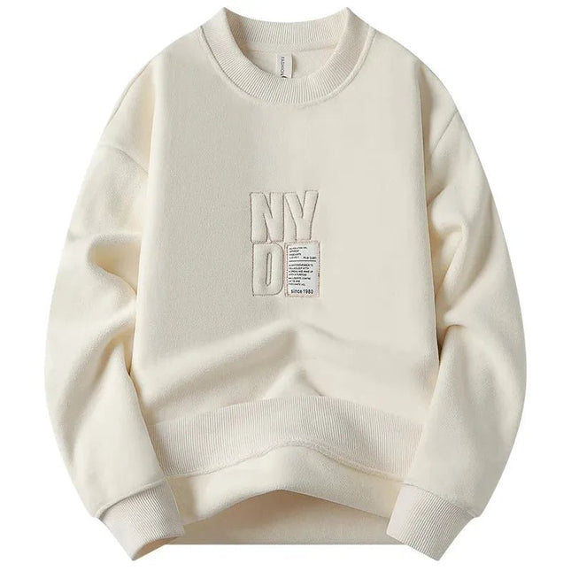 Thick Hoodie Embroidery Pullover Fleece Lined Men.