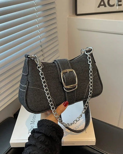 Trendy Denim Chain Shoulder & Crossbody Bag.