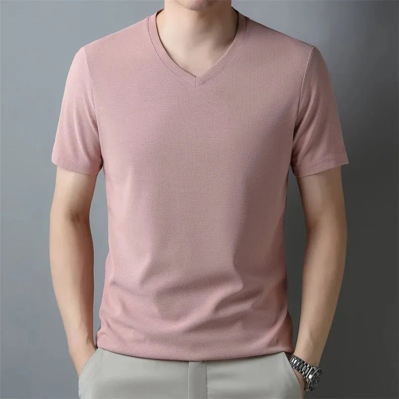 V Neck Short Sleeved T-shirt Summer Comfortable Top - Everclothed™
