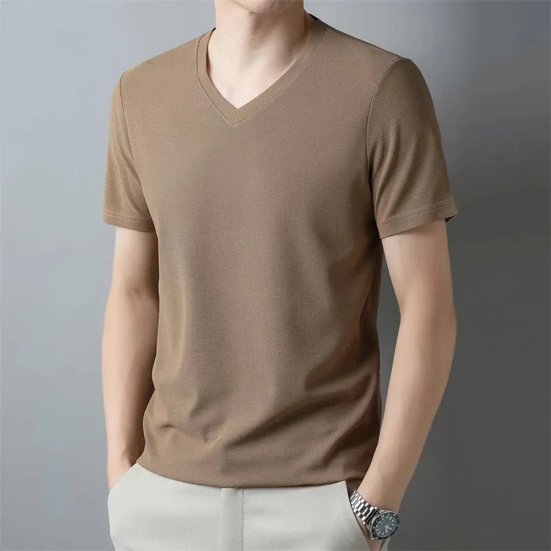 V Neck Short Sleeved T-shirt Summer Comfortable Top - Everclothed™