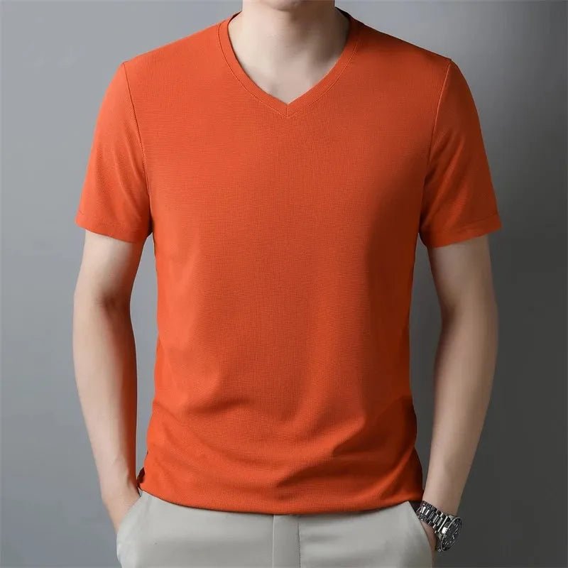 V Neck Short Sleeved T-shirt Summer Comfortable Top - Everclothed™