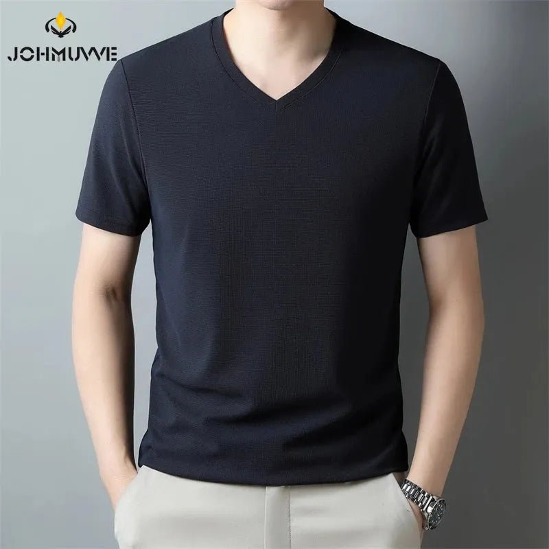 V Neck Short Sleeved T-shirt Summer Comfortable Top.