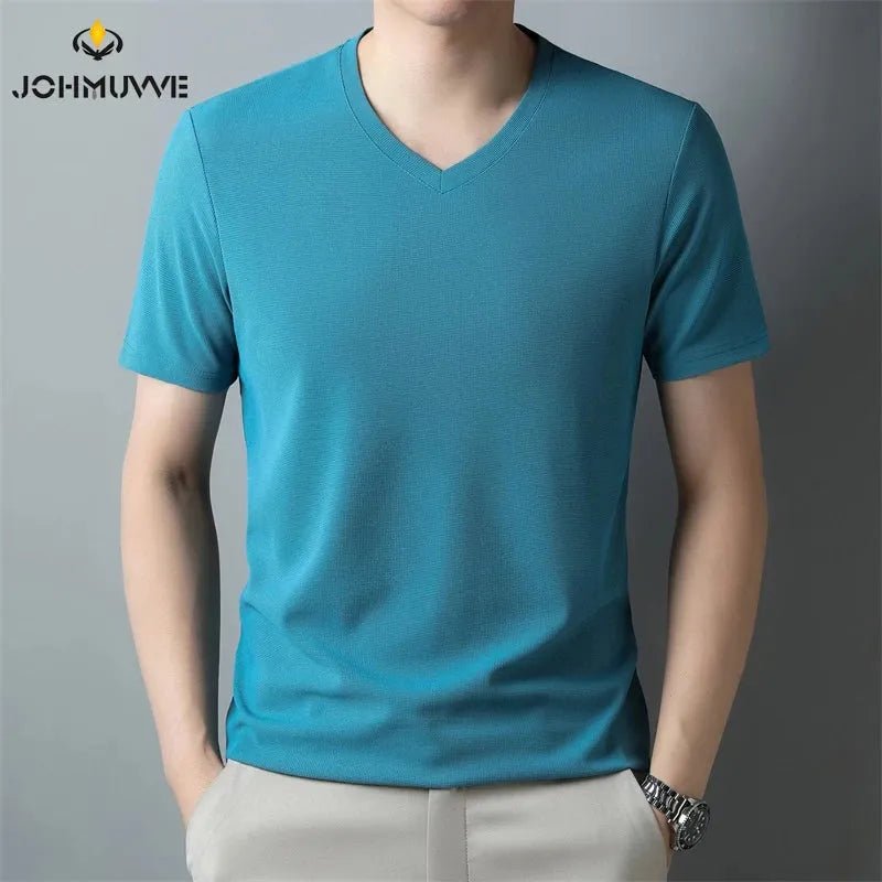 V Neck Short Sleeved T-shirt Summer Comfortable Top.
