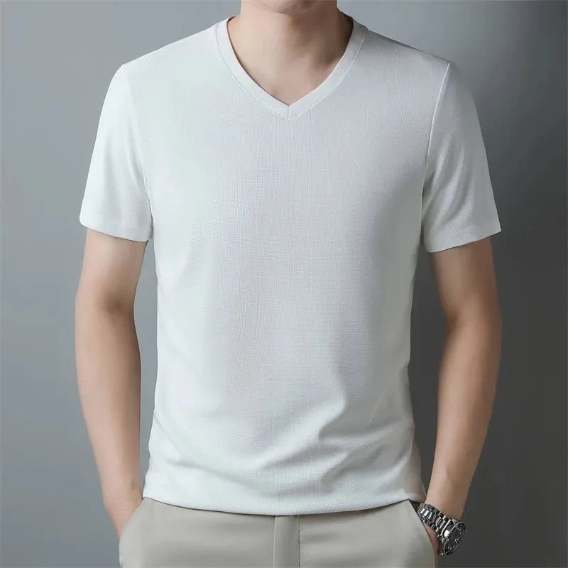 V Neck Short Sleeved T-shirt Summer Comfortable Top - Everclothed™